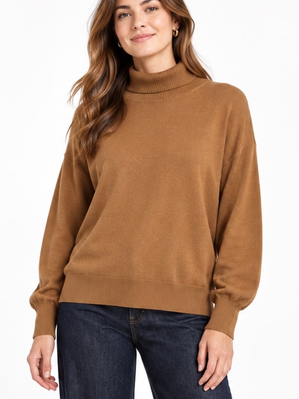 Treasure & Bond Brown Camel Wool Blend Turtleneck Sweater – Medium